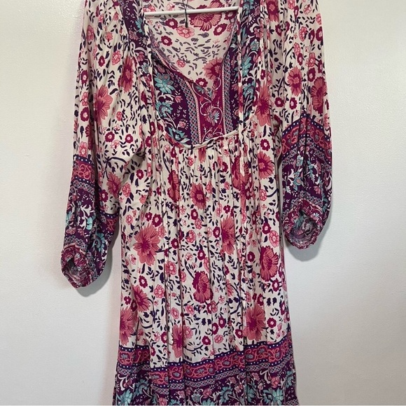 Temofon Floral Midi Dress - Pink and Purple - Picture 3 of 5